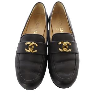 CHANEL ココマーク フェイクパール モチーフ ローファー 36C 23cm ブラック