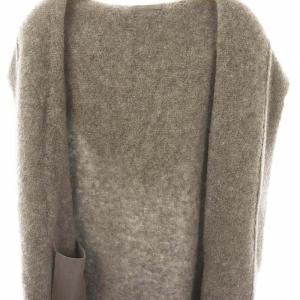 theory luxe 24AW Piazzo Dora SL トッパーカーディガン ノースリーブ フード ウール 038 グレー