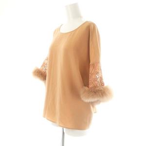 Diagram GRACE CONTINENTAL ブラウス プルオーバー 五分袖 レース切替 36 ライトブラウン ピンクベージュ