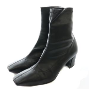 ショートブーツ SATURNIA フェイクレザー 黒 ブラック 37 OS