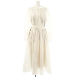 24AW 刺しゅうカフスシャツワンピース ロング マキシ丈 長袖 ベルト付き インナー付き 2 白 ホワイト