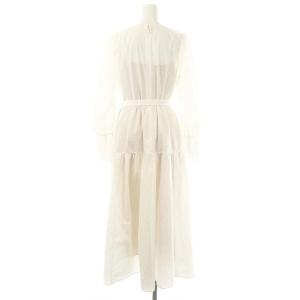 JUSGLITTY 24AW 刺しゅうカフスシャツワンピース ロング マキシ丈 長袖 ベルト付き インナー付き 2 白 ホワイト