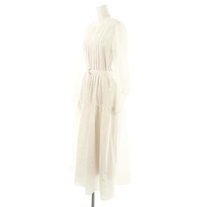 JUSGLITTY 24AW 刺しゅうカフスシャツワンピース ロング マキシ丈 長袖 ベルト付き インナー付き 2 白 ホワイト