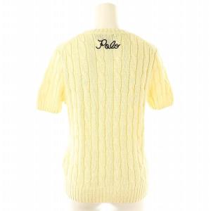 POLO RALPH LAUREN ロゴ刺繍半袖ケーブルニットトップス セーター M アイボリー ブラック