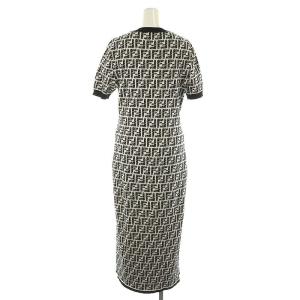 FENDI FFロゴ ズッカ柄 ニット ハーフスリーブワンピース 40 ブラック