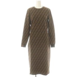 ズッカ柄 ニット ハーフスリーブワンピース 42 ブラウン ブラック