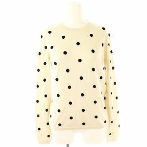 シルクカシミヤ ドット ハイゲージニット カットソー S 生成り 黒