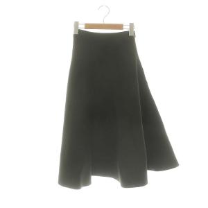 DOUBLE FACE MI-MOLLET FLARE スカート ロング フレア ニット 00 ダークグリーン