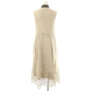 Diagram GRACE CONTINENTAL レース刺繍ボウタイ ワンピース ロング ノースリーブ 36 ベージュ