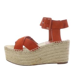 criss cross sandal サンダル ウェッジソール ストラップ スエード 37 オレンジ /YO12