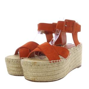 CELINE criss cross sandal サンダル ウェッジソール ストラップ スエード 37 オレンジ /YO12