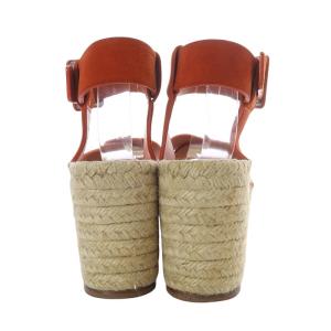 CELINE criss cross sandal サンダル ウェッジソール ストラップ スエード 37 オレンジ /YO12