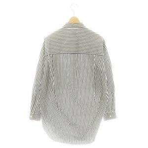 Spick&Span 23AW 50コットンオーバーシャツ 長袖 ストライプ 白 ホワイト グレー