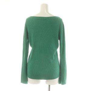 UNITED ARROWS W/S リブボートネックスリットスリーブニット セーター 長袖 シルク混 緑 グリーン