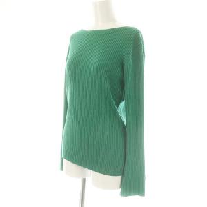 UNITED ARROWS W/S リブボートネックスリットスリーブニット セーター 長袖 シルク混 緑 グリーン
