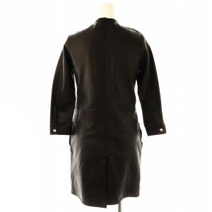 Edition ラムレザーWジップアップコート ノーカラー スリット 38 茶 ブラウン /YQ OS