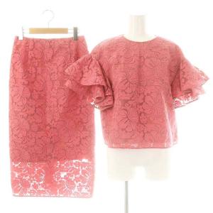 セットアップ レースフリルブラウス タイトスカート 36 コーラルピンク /ES OS