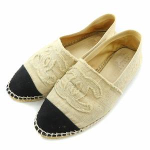 スリッポン フラットシューズ エスパドリーユ ココマーク ロゴ 39 ベージュ