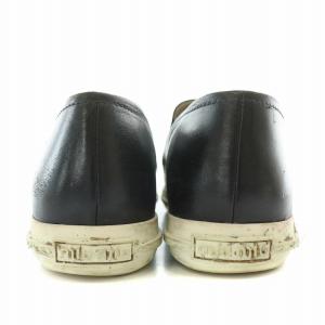 miumiu スリッポン ローカットシューズ ポインテッドトゥ メタルトゥ レザー 切替 ロゴ 38 黒 ブラック シルバー