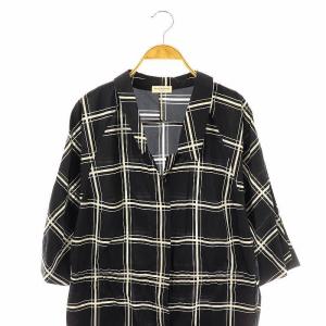 DRIES VAN NOTEN チェック柄ナイロンシャツワンピース 38 ブラック アイボリー