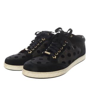 JIMMY CHOO LOW TOP TRAINER フロッキードット スニーカー ローカット スエード 39 ブラック /YO13