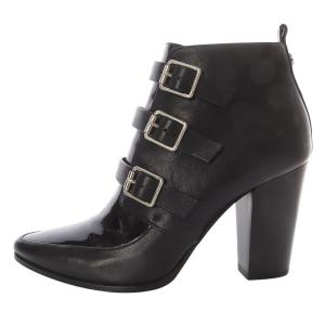 MYRIAD 65 ベルテッドブーティ ブーツ ショート チャンキーヒール ベルト レザー エナメルレザー