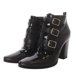 JIMMY CHOO MYRIAD 65 ベルテッドブーティ ブーツ ショート チャンキーヒール ベルト レザー エナメルレザー