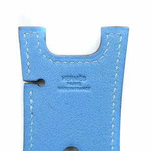 HERMES ドリング イヤホンホルダー レザー X刻印 水色 ライトブルー /BB OH OF