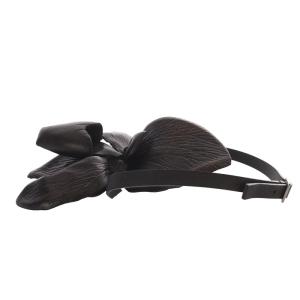 YVES SAINT LAURENT ブレスレット カットワークフラワー レザー ブラック /YO20 OH