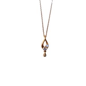 FLOWER DEW NECKLACE ネックレス ペンダント K10 ダイヤモンド0.01ct ピンクゴールドカラー