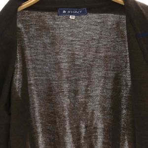 M'S GRACY ニットジャケット テーラード リボン 40 茶 ブラウン /DF OS