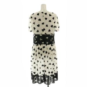 M'S GRACY ハート ワンピース ひざ丈 半袖 40 白 黒 ホワイト ブラック /DF OS