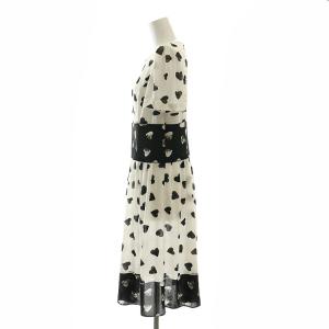 M'S GRACY ハート ワンピース ひざ丈 半袖 40 白 黒 ホワイト ブラック /DF OS