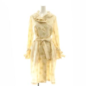 カメリアプリント 撥水 スプリングコート リボンベルト付き 38 アイボリー /DF OS