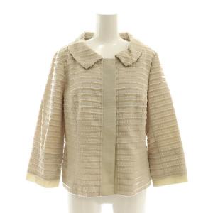 M'S GRACY セットアップ 上下 ステンカラージャケット タイトスカート ひざ丈 ボーダー 40 ベージュ