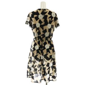 M'S GRACY フラワーリボンモチーフワンピース カシュクール 40 ベージュ 黒 白 /MI OS