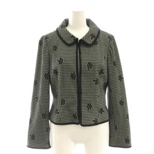 M'S GRACY カメリア ニットセットアップ ジャケット フロントホック スカート ひざ丈 タイト 38 M 黒 ブラック 白 ホワイト