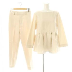 23SS ペプラムブラウス ストレッチテーパードパンツ セットアップ 38 ライトベージュ