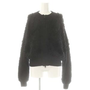 フェイクファージップアップブルゾン ジャケット M ブラック レッド /DO OS