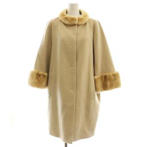 Crystal Snow ステンカラーコート ミンクファー カシミヤ 38 ベージュ