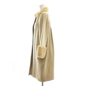 FOXEY BOUTIQUE Crystal Snow ステンカラーコート ミンクファー カシミヤ 38 ベージュ