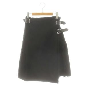 ウール キルトスカート ロング丈 ミモレ丈 プリーツ US8 L 黒 ブラック