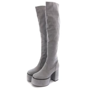 YOSUKE 厚底ニーハイブーツ スエード M 23.5cm グレー 4320058 /SR31