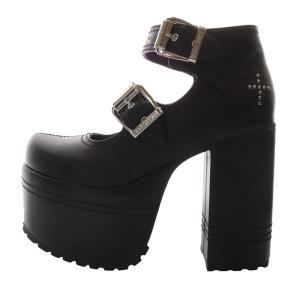 YOSUKE 厚底ベルティッド パンプス 24cm 黒 ブラック 2601062 /SR