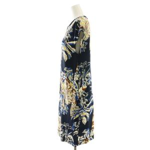 STELLA McCARTNEY 総柄 猫 ひざ丈 ワンピース 36 紺 マルチカラー