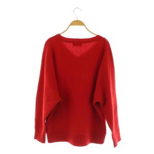 SLOBE IENA 24AW ソフトラムナイロンVネックプルオーバー ニット セーター 長袖 ドルマンスリーブ レッド /MY