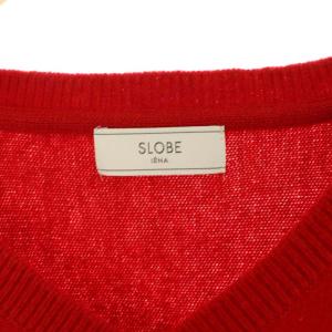 SLOBE IENA 24AW ソフトラムナイロンVネックプルオーバー ニット セーター 長袖 ドルマンスリーブ レッド /MY
