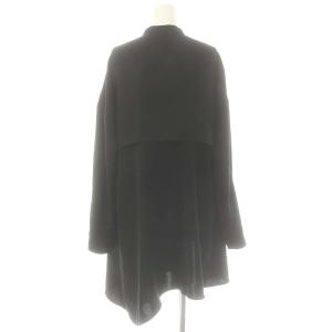 ENFOLD PEツイル フレアシャツ 長袖 チュニック丈 バンドカラー 36 黒 ブラック