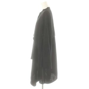 ENFOLD PEツイル フレアシャツ 長袖 チュニック丈 バンドカラー 36 黒 ブラック