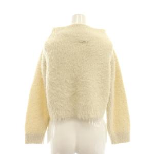 CELFORD 24AW ラメミックスフェザーニットプルオーバー セーター クロップド モヘヤ混 F オフホワイト シルバー色